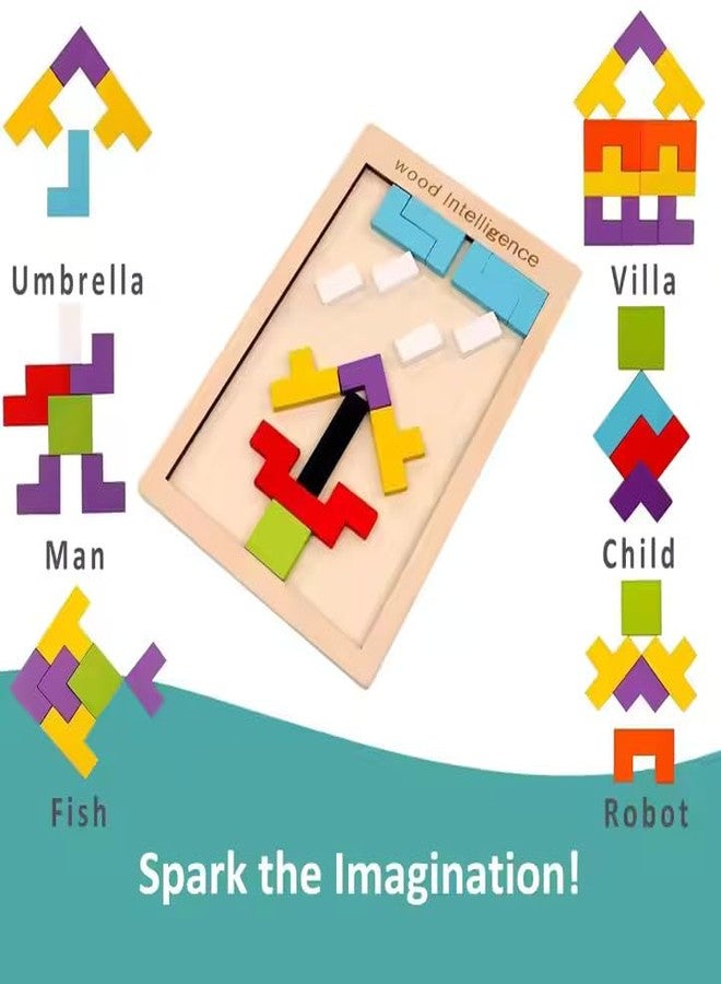 ZELVO 40 Pcs Wooden Russian Blocks Puzzles for Kids Adults with A Storage Bag,Wood Intelligence Puzzle for Kids Ages 3-8,Wooden Puzzles Brain Teasers Toy Educational Gift for Kid - Image 5